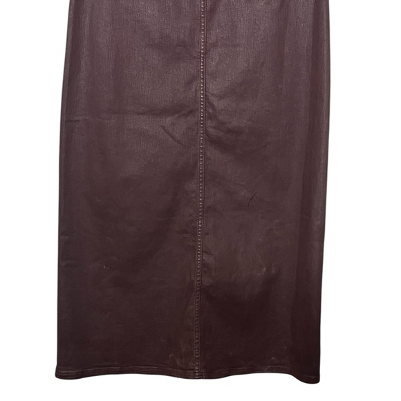 Anthropologie NWT Pilcro Madi Skirt Size 4 Oxblood Front Slit Midi Denim Style - Picture 7 of 14